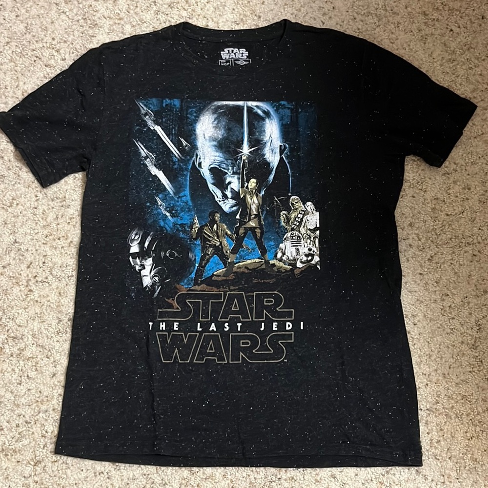 ✅ STAR WARS x LUCASFILM: “The Last Jedi” Short Sleeve Casual Tee T Shirt -Black - Picture 1 of 4
